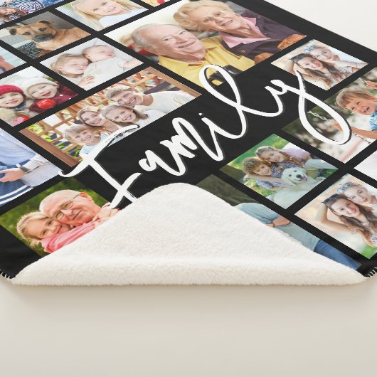 Moderne Script FAMILIE 19 Fotocollage Aangepaste k Sherpa Deken (3/4)