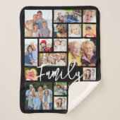 Moderne Script FAMILIE 19 Fotocollage Aangepaste k Sherpa Deken (Voorkant)