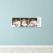 Moderne Script Familie Aangepast 3 Foto's Naam Canvas Afdruk (Insitu (Houten vloer))