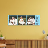 Moderne Script Familie Aangepast 3 Foto's Naam Canvas Afdruk (Insitu (Woonkamer))