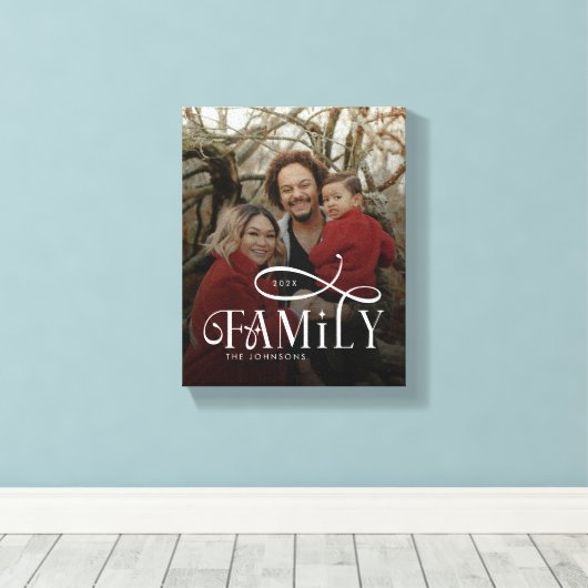 Moderne Script Familie Aangepaste Foto Naam Canvas Afdruk (Insitu (Houten vloer))
