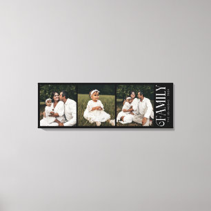 Moderne Script Familie Custom 3 Foto's Naam Canvas Afdruk