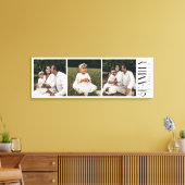 Moderne Script Familie Custom 3 Foto's Naam  Canvas Afdruk (Insitu (Woonkamer))