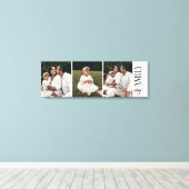 Moderne Script Familie Custom 3 Foto's Naam Canvas Afdruk (Insitu (Houten vloer))