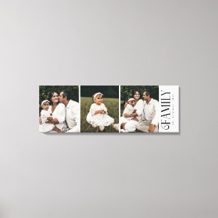 Moderne Script Familie Custom 3 Foto's Naam Canvas Afdruk