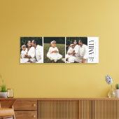 Moderne Script Familie Custom 3 Foto's Naam Canvas Afdruk (Insitu (Woonkamer))