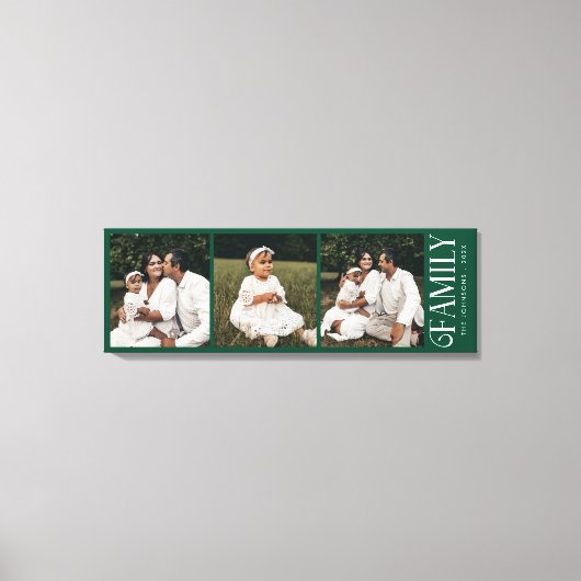 Moderne Script Familie Custom 3 Foto's Naam Canvas Afdruk (Voorkant)