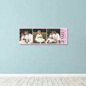 Moderne Script Familie Custom 3 Foto's Naam Canvas Afdruk (Insitu (Houten vloer))
