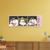 Moderne Script Familie Custom 3 Foto's Naam Canvas Afdruk (Insitu (Woonkamer))