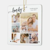 Moderne script familie foto collage wit keramisch ornament (Links)