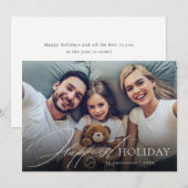 Moderne Script Familie Foto Gelukkig Kerstkaart (Voorkant / Achterkant)