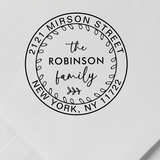 Moderne Script Familie Retouradres Ronde Stempel