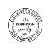 Moderne Script Familie Retouradres Ronde Stempel (Afrduk)