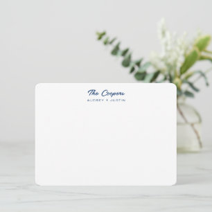 Moderne Script Familienaam, Blauw Gepersonaliseerd Notitiekaartje
