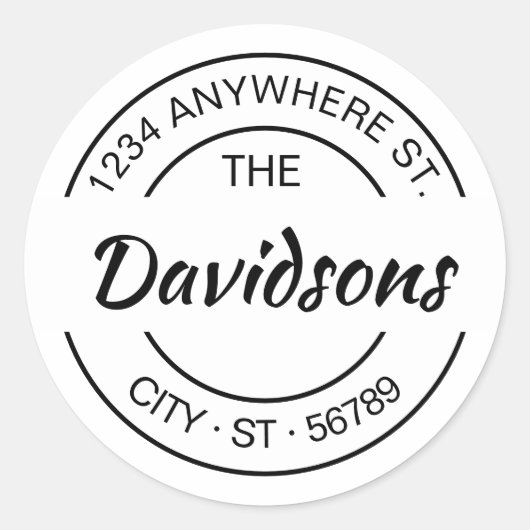 Moderne Script familienaam retour adres zegel (Voorkant)