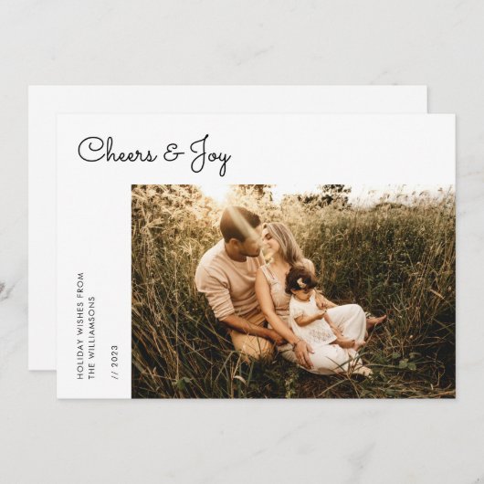 Moderne Script Family-fotokerstfeestkaart (Voorkant / Achterkant)