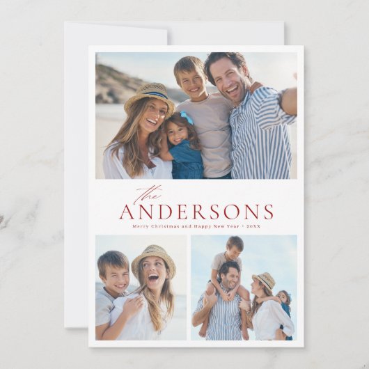 Moderne Script Family Photo Holiday-kaart Feestdagenkaart (Voorkant)