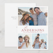 Moderne Script Family Photo Holiday-kaart Feestdagenkaart (Voorkant / Achterkant)