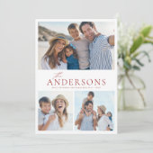 Moderne Script Family Photo Holiday-kaart Feestdagenkaart (Staand voorkant)