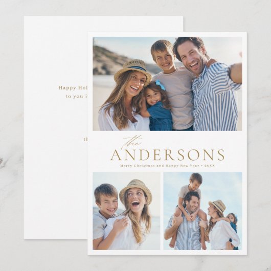 Moderne Script Family Photo Holiday-kaart Feestdagenkaart (Voorkant / Achterkant)