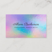 Moderne Script Faux Holographic Makeup Artist Visitekaartje (Voorkant)