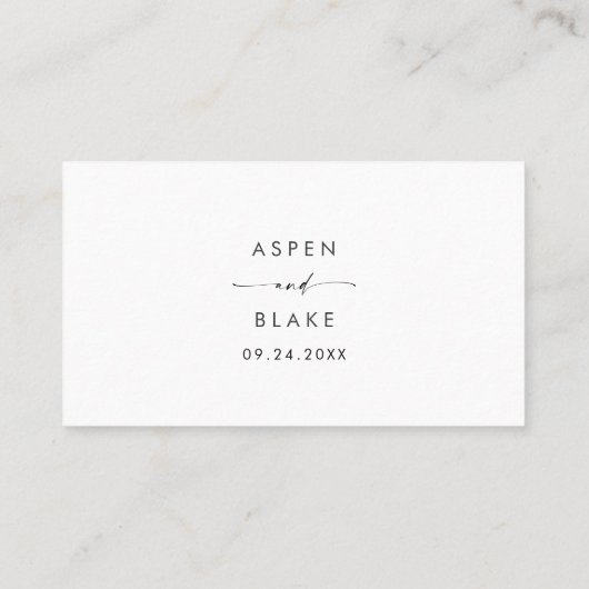 Moderne Script Flat Wedding Place Card Plaatskaartje (Achterkant)