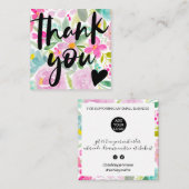 Moderne script florroze bedankt vierkante visitekaartje (Voorkant / Achterkant)