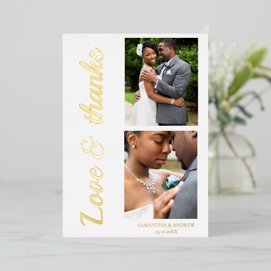 Moderne script folie trouw dank je kaart (Staand Voorkant)