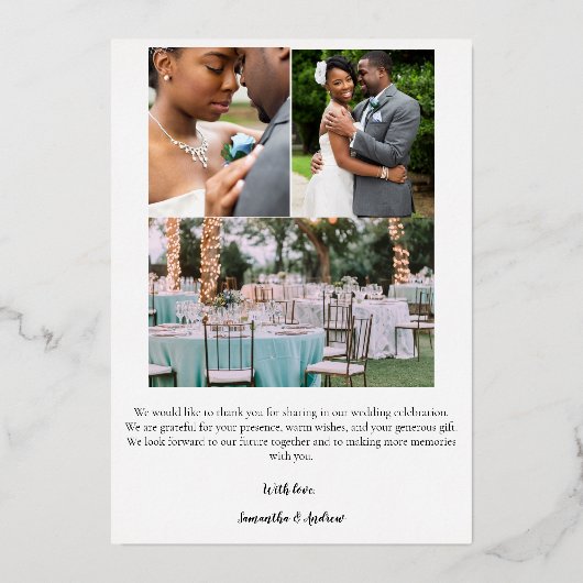 Moderne script folie trouw dank je kaart (Achterkant)