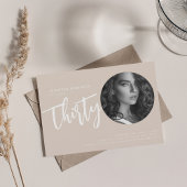 Moderne Script Foto 30e Verjaardagsfeest Champagne Kaart