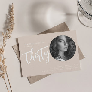 Moderne Script Foto 30e Verjaardagsfeest Champagne Kaart