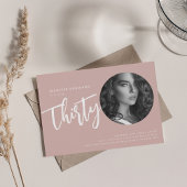 Moderne Script Foto 30e Verjaardagsfeestje Dusty P Kaart