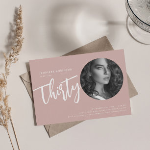 Moderne Script Foto 30e Verjaardagsfeestje Dusty P Kaart