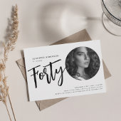 Moderne Script Foto 40e verjaardag Zwart & Wit Kaart