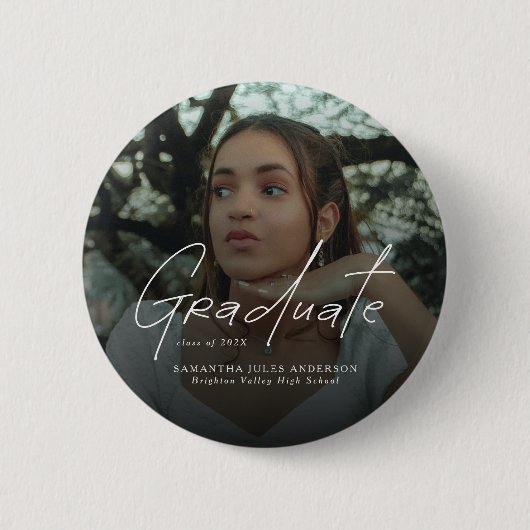 Moderne Script Foto Afgestudeerde Ronde Button 5,7 Cm (Voorkant)