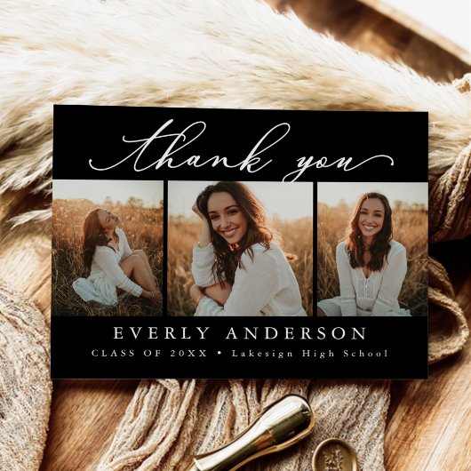 Moderne Script Foto Afstudeer Dank Je Briefkaart