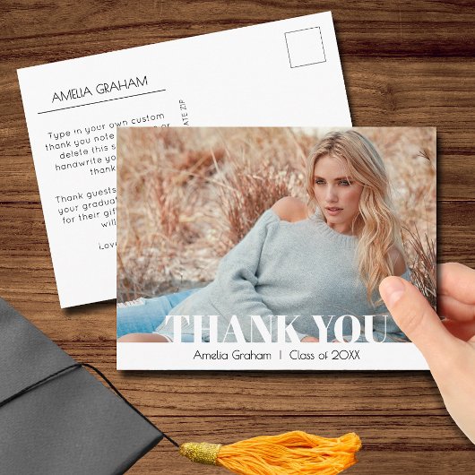 Moderne Script Foto Afstudeer Dank Je Briefkaart