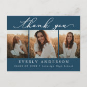 Moderne Script Foto Afstudeer Dank Je Briefkaart (Voorkant)