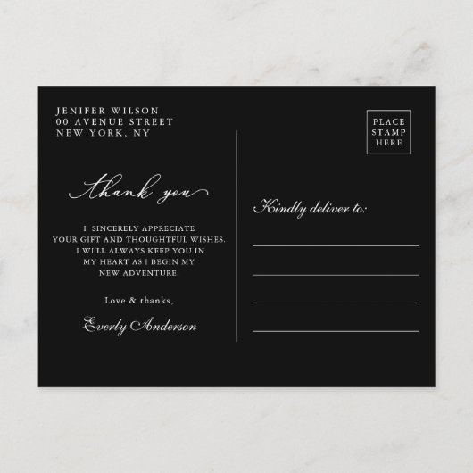 Moderne Script Foto Afstudeer Dank Je Briefkaart (Achterkant)