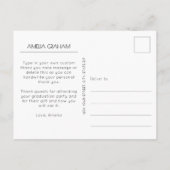 Moderne Script Foto Afstudeer Dank Je Briefkaart (Achterkant)