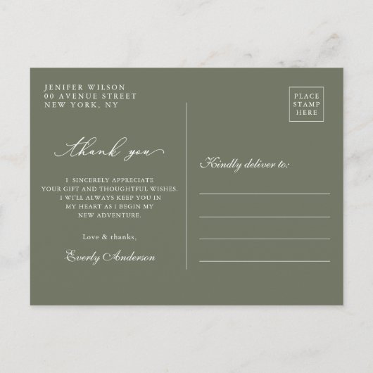 Moderne Script Foto Afstudeer Dank Je Briefkaart (Achterkant)