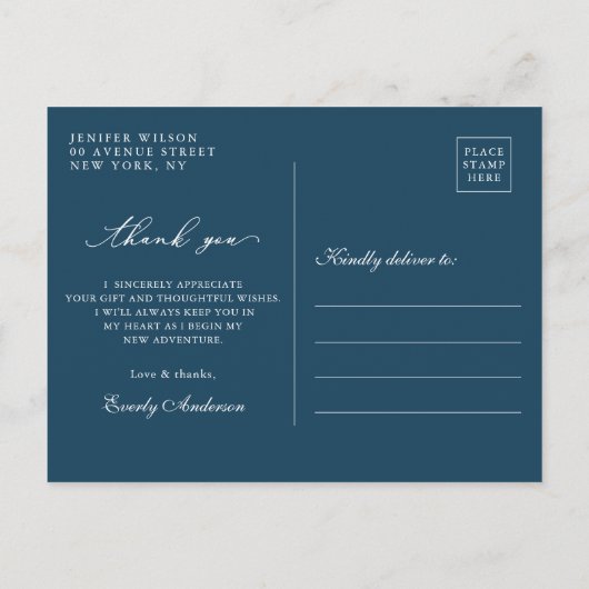 Moderne Script Foto Afstudeer Dankjewel Briefkaart (Achterkant)