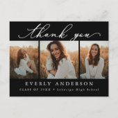 Moderne Script Foto Afstudeer Dankjewel Briefkaart (Voorkant)