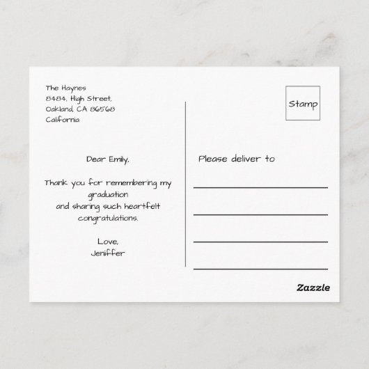 Moderne Script Foto Afstudeer Dankjewel Briefkaart (Achterkant)