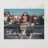 Moderne Script Foto Afstudeer Dankjewel Briefkaart (Voorkant)