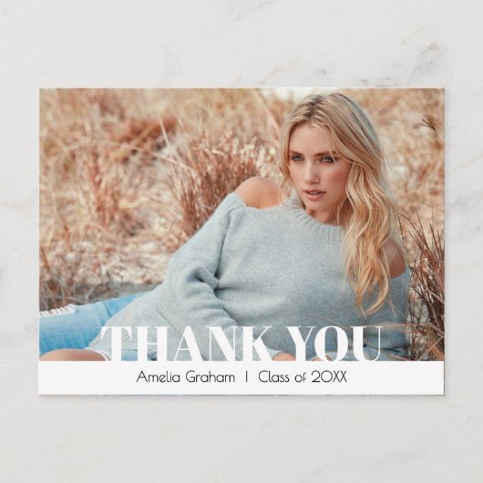 Moderne Script Foto Afstudeer Dankjewel Briefkaart (Voorkant)