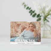 Moderne Script Foto Afstudeer Dankjewel Briefkaart (Staand voorkant)