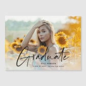 Moderne Script Foto Afstudeer Magnetische Uitnodig Magnetische Uitnodiging (Voorkant)