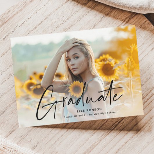 Moderne Script Foto Afstudeer Uitnodiging Magnetis Magnetische Uitnodiging