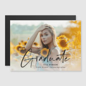 Moderne Script Foto Afstudeer Uitnodiging Magnetis Magnetische Uitnodiging (Voorkant / Achterkant)